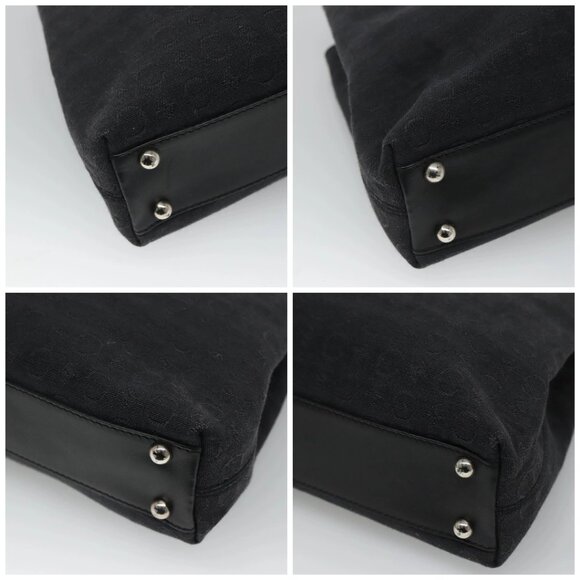 CELINE C Macadam Canvas Hand Bag Black Auth sw213 - Picture 15 of 16